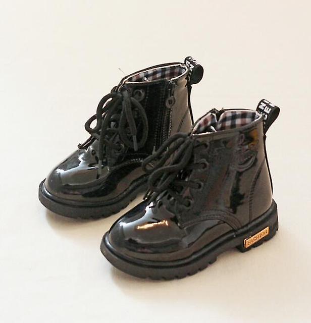 Spring Autumn Patent Leather Children Boots Boys Girls Waterproof Boots Shoes Warm Plush Snow Boots Toddler Sneakers