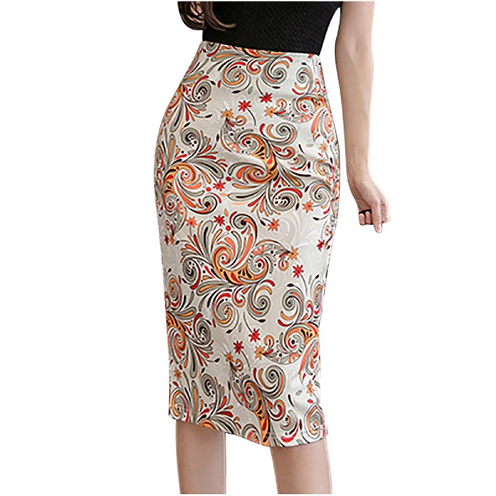 Spring Skirts For Women 2023 Women'S Fashion Half-Length Skirt Printed Step Package Hip Short Skirt