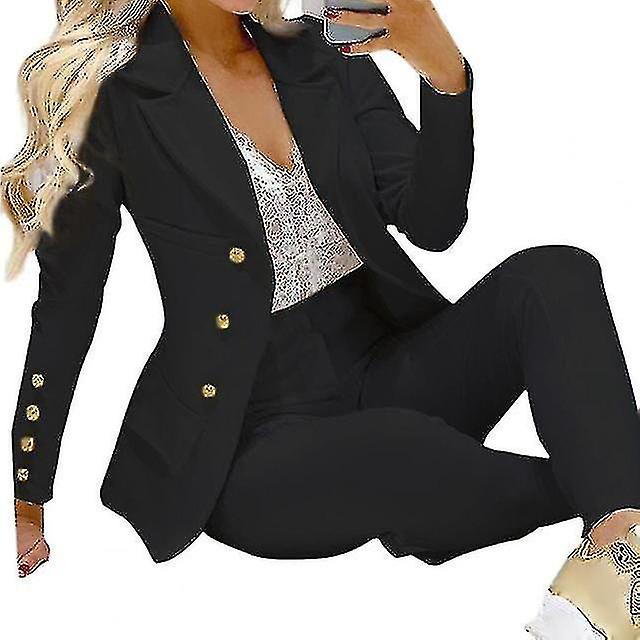 Suit Sleeve Single-ed Turn-down Collar High Waist Blazer Pants Suit