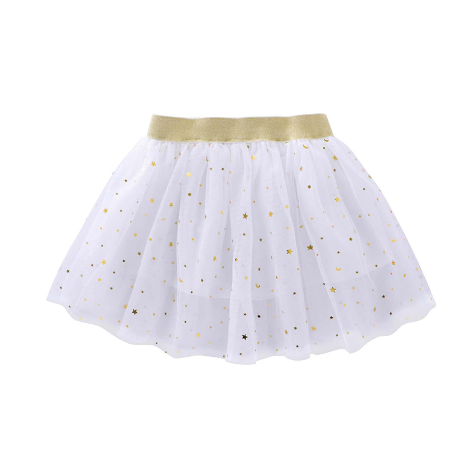 Summer Skirts For Women 2023 Toddler Girls Cute Party Dance Solid Color Net Yarn Sequins Stars Tulle