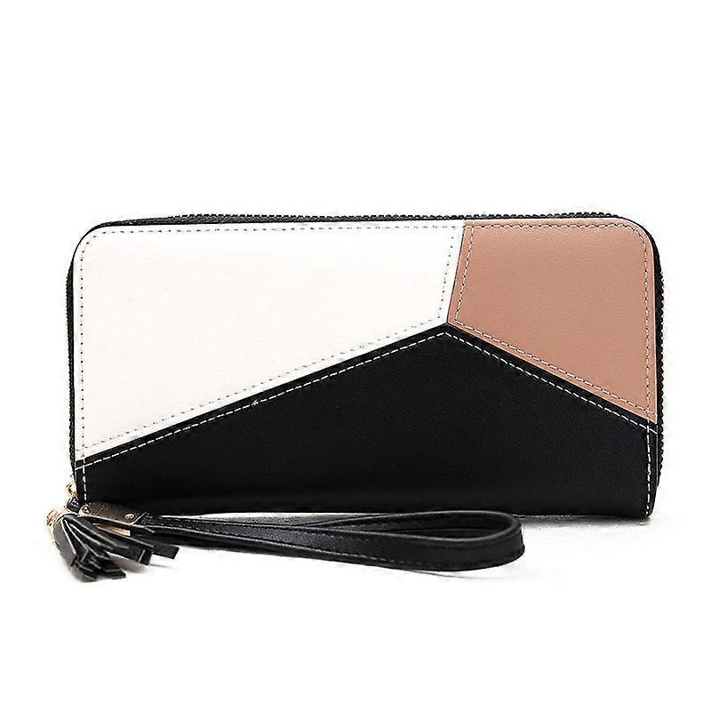 Super Hot Color Matching Zipper Ladies Wallet Fashionable New Style Leather Long Clip Multi-Card Slot Large Capacity Female Tassel Pendant