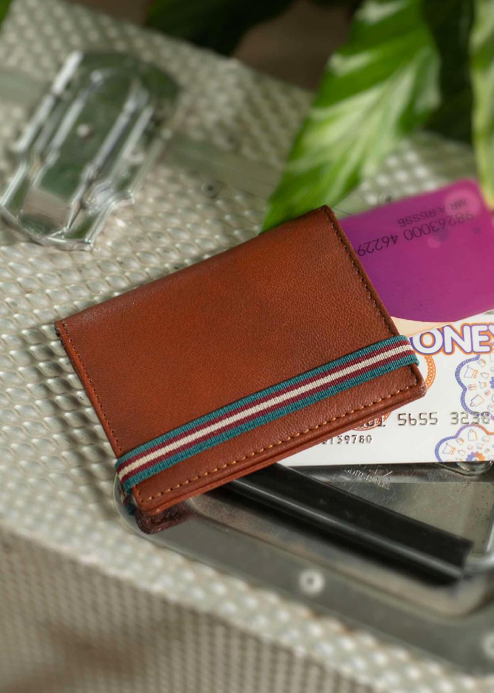 Super Soft Leather Credit Card Wallet With Elastic Fastening