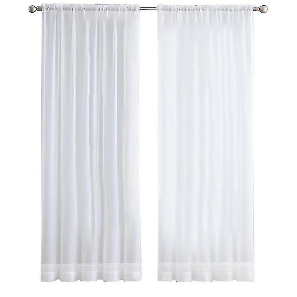Super Soft White Tulle Curtains For Living Room Decoration 2pcs Modern Veil Chiffon Set