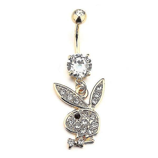 Surgical Steel- Zircon Lovely Rabbit Belly Button Ring & Pendant