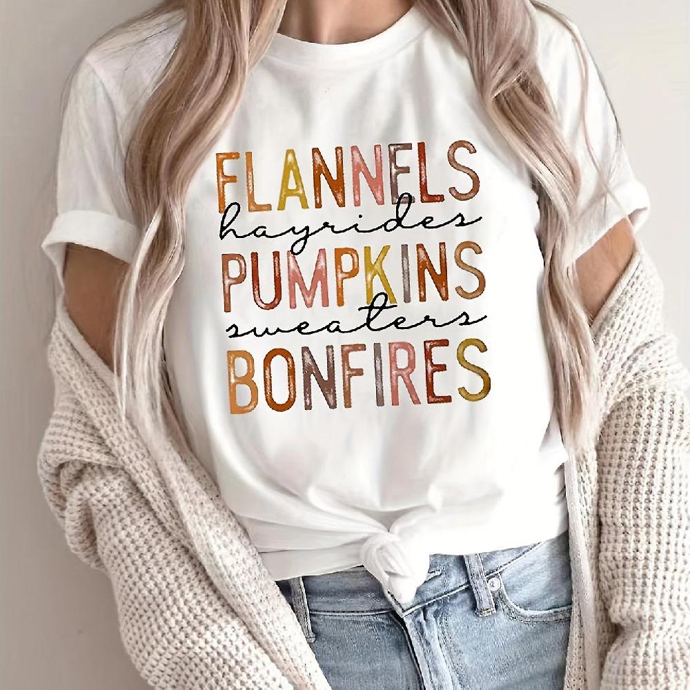 T-shirt a maniche corte casual a maniche corte con stampa della lettera colorata per l'abbigliamento femminile primavera ed estate