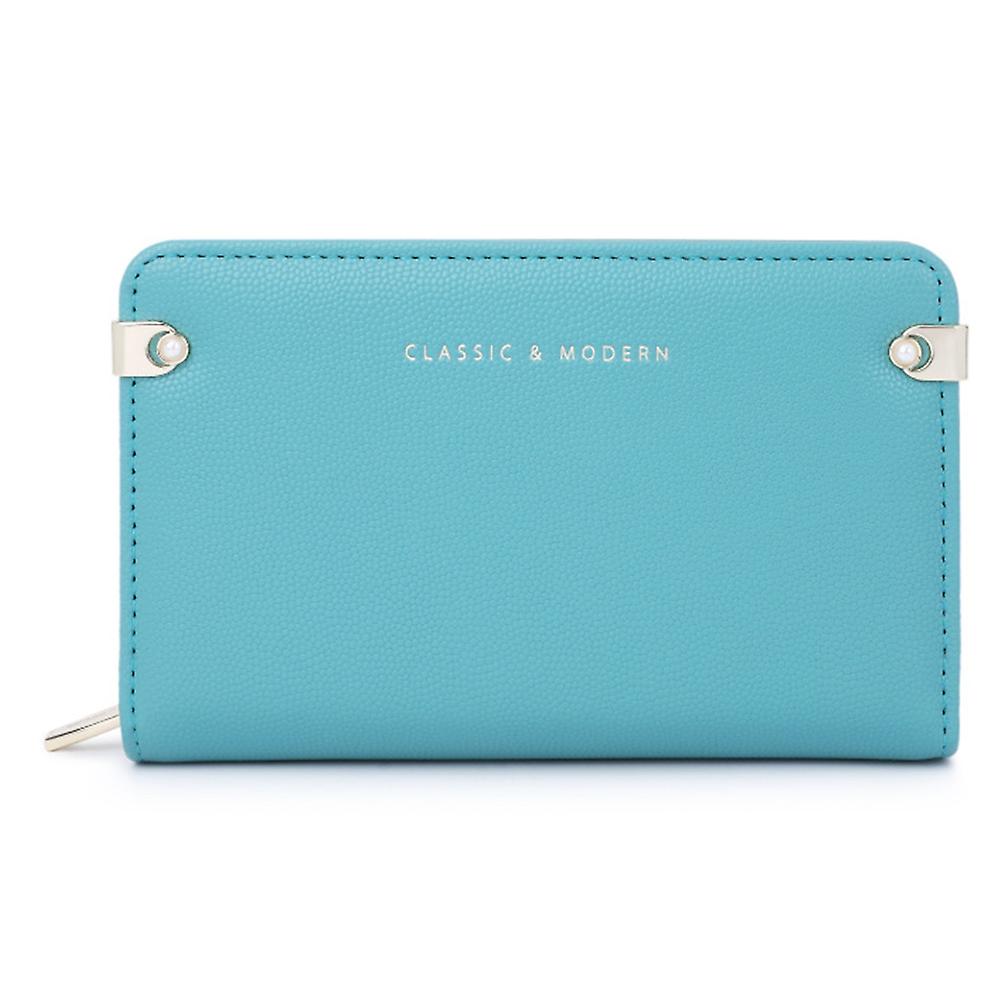 TAILIAN T2711-006 Pearl Decor Stylish Women Wallet PU Leather Zipper Pocket Purse - Blue
