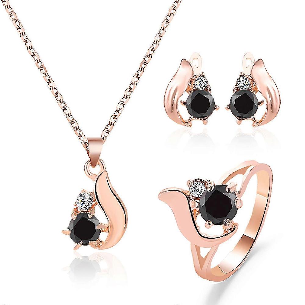 The New Temperament Drop Earring Necklace Ring Elegant Three-piece Set