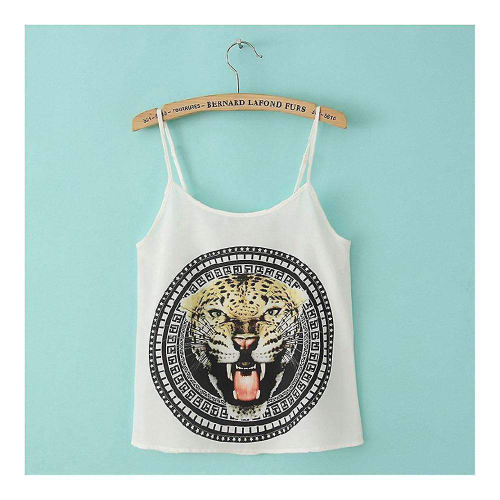 Tiger Head Geometric Pattern Printing Chiffon Suspender Sun-top Vest