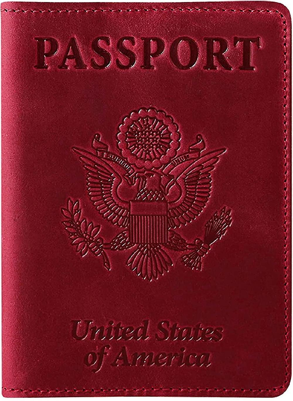 Titolare passaporto in pelle Pu e porta tessera vaccini Porta passaporto con carta vaccino rosso scuro