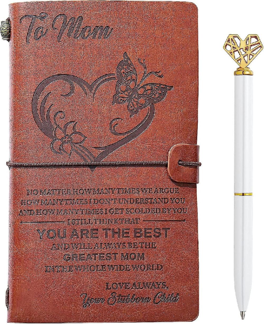 To My Mom Leather Journal Set With Penwriting Journal Personal Diary Refillable Travel Notebooks Mother's Day Gifts Anniversary Birthday Thanksgiving