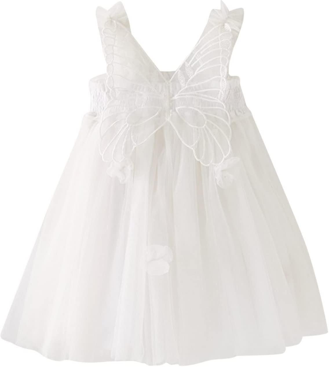 Toddler Baby Girls Sleeveless Butterfly Wing Dresses Fairy Tulle Dress Bambini Dance Party Princess Dresses