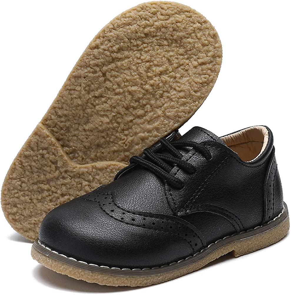 Toddler Boys Girls Oxford Shoes Lace-up Pu Leather School Uniform First Walker Outdoor Dress Flat Loafer Shoes (toddler / little Kid)