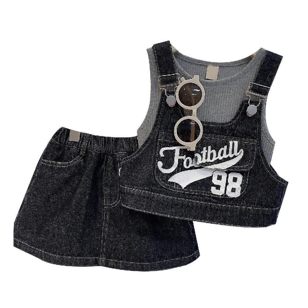 Toddler Girl 2 Piece Tops And Shorts Skirt Set Sleeveless Suspender Crop Top Pants Baby Summer Outfit 90cm