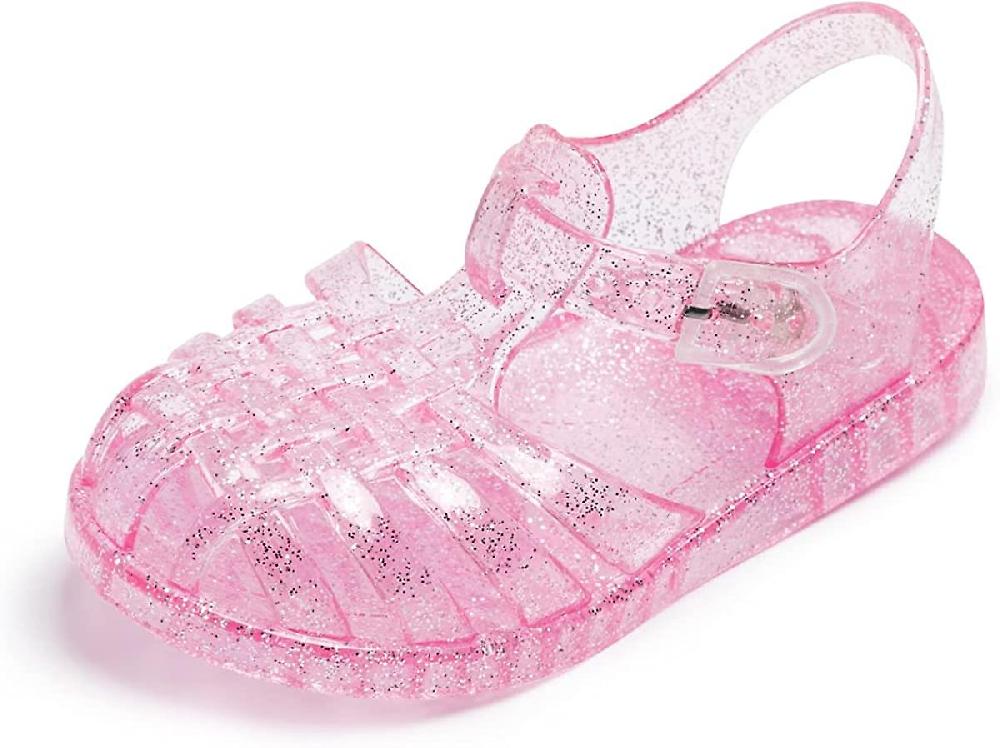 Toddler Girls Jelly Sandals Rubber Sole Closed Toe Princess Flat Summer Shoes