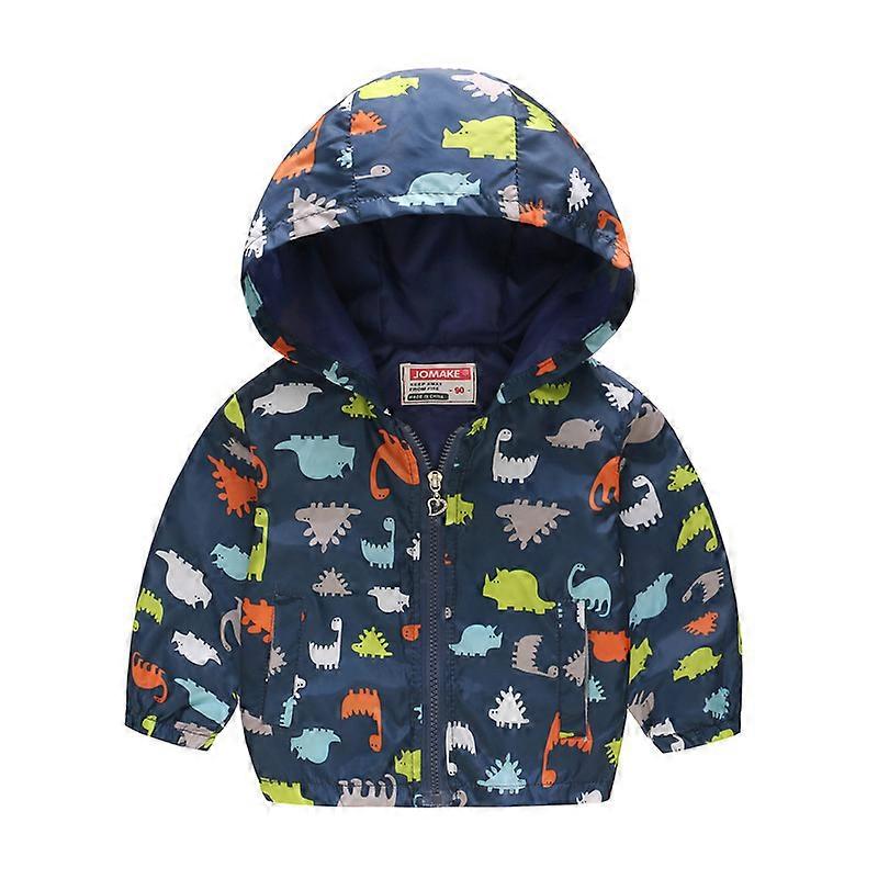 Toddler Kids Boy Girl Cartoon Hooded Windbreaker Long Sleeve Zip Jacket Coat Outwear