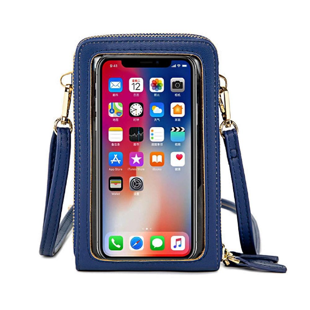 Touch Screen Crossbody Mobile Wallet Shielded Shoulder Bag with Card Slot Adjustable Strap Ladies