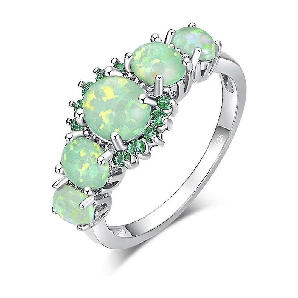 Turquoise Ring Sterling Silver Green Simulation Female Engagement Ring Jewelry Ring Gift
