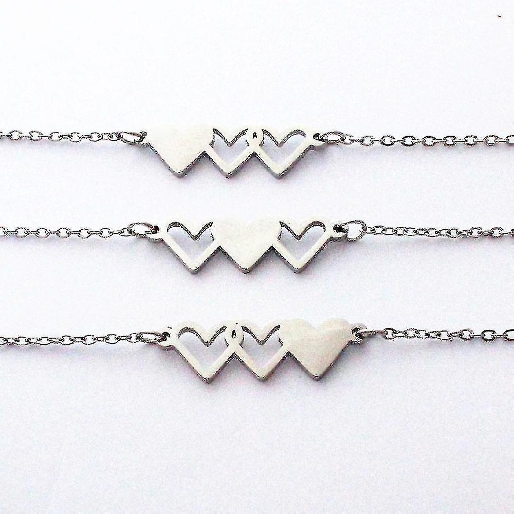 Tyo Personalized 3 Girls Sister Necklace Sister Necklace For 3 Daughters Girls Jewelry 3 Heart Necklace 3 Daughters Gift For Her