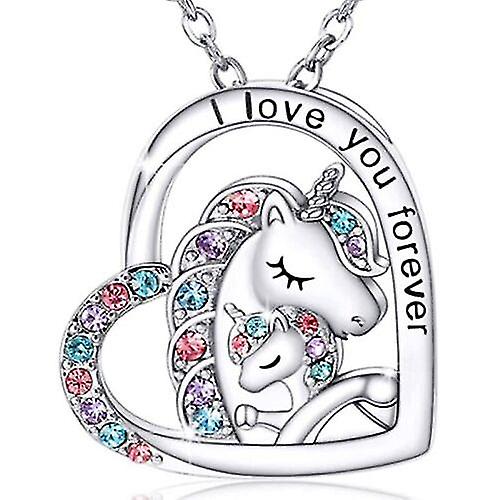 Unicorn Necklace For Women Girls Heart Pendant I Love You Foreve Party