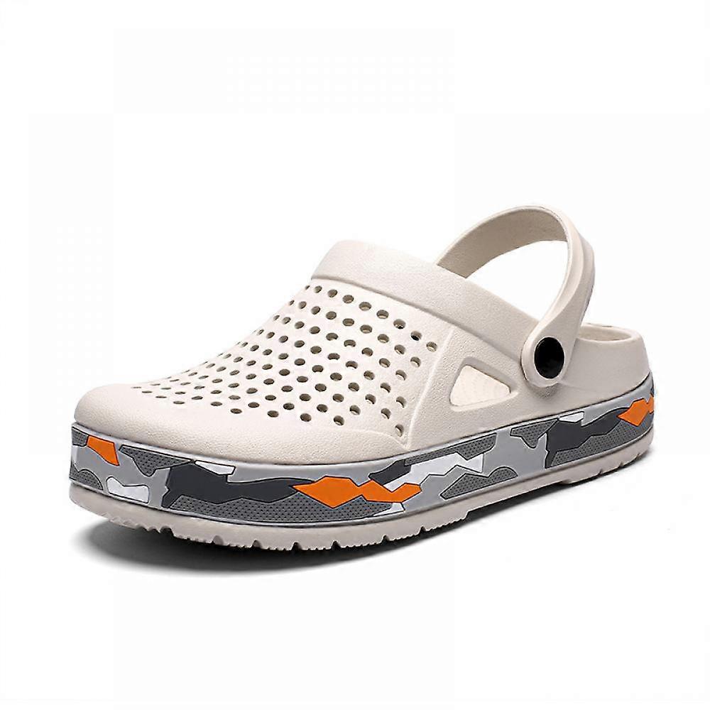 Unisex Garden Clogs Shoes Beach Water Shoes Slip on Comfortable Shoes Air Cushion Sandals Slippers-White(42 EU Size