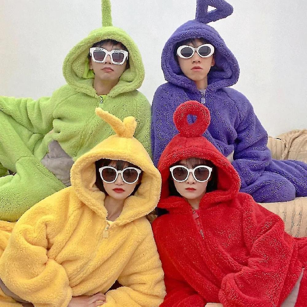 Unisex Teletubbies Costumi Disi Onesies Lala Pigiama Adulto Pigiama Animal Sleepwear Jumpsuit_