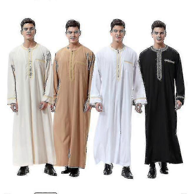 Uomini Mu Saudi Robe Kaftan Dubai Tunica Lunga Top Camicetta Thobe Vestiti