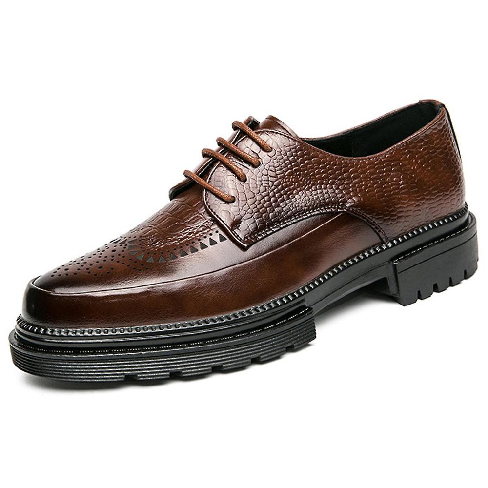 Uomo Coccodrillo Stampa Piattaforma Brogue Wingtip Oxford Scarpe Retro Pelle Goffrato Lace-up Formale Dre