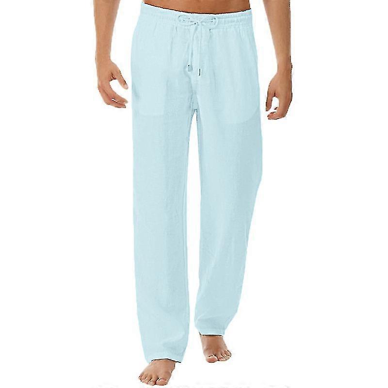 Uomo Lino Look Pantaloni Larghi Vita Elasticizzata Casual Beach Yoga Pantaloni