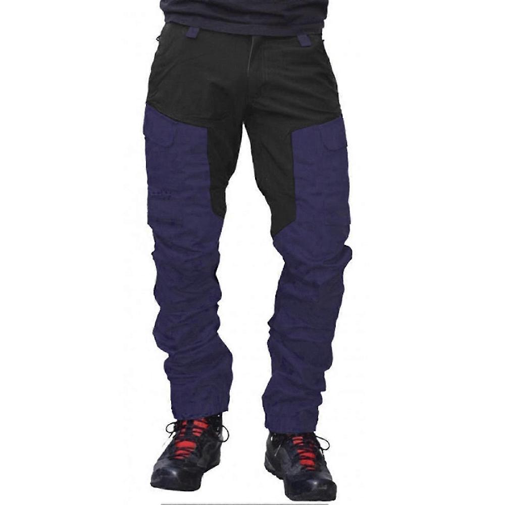 Uomo Moda Color Block Multi Tasche Sport Pantaloni Cargo Lunghi Pantaloni da Lavoro