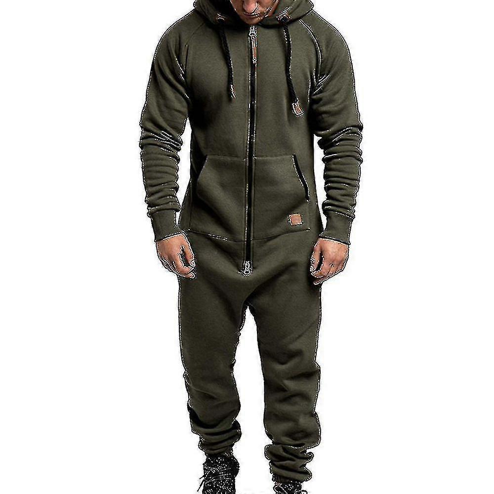 Uomo Onesie Felpa Con Cappuccio Zip Tuta Invernale Casual Con Cappuccio Pagliaccetto Playsuit-r Z