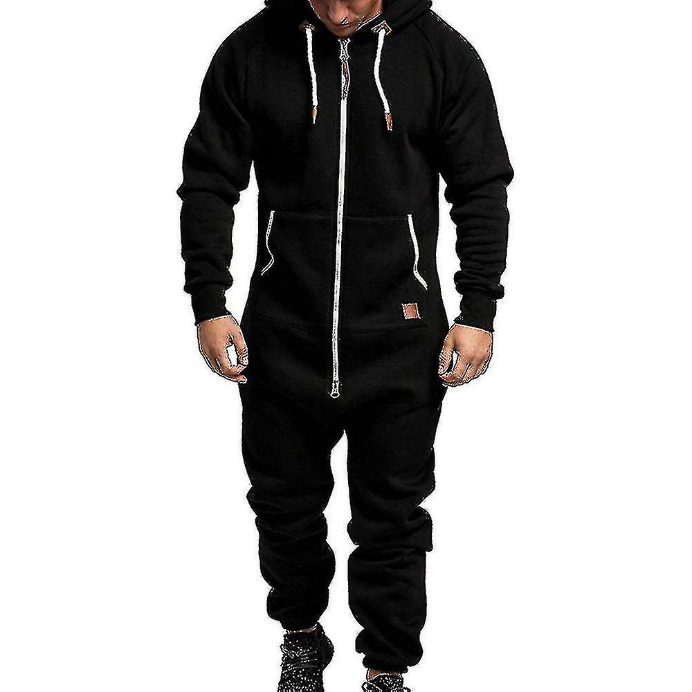 Uomo Onesie Felpa Con Cappuccio Zip Tuta Invernale Casual Con Cappuccio Romper Playsuit