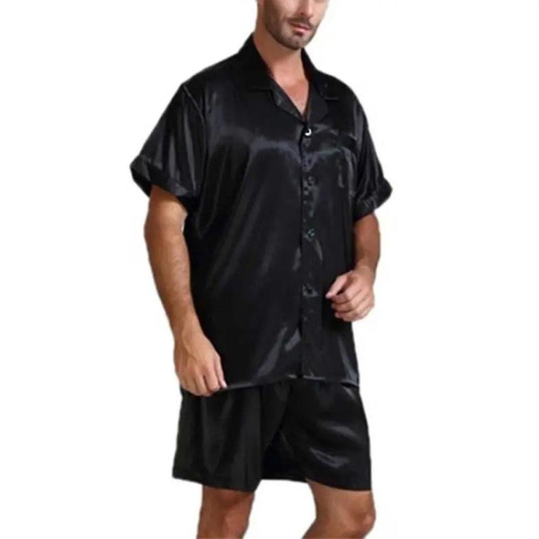 Uomo Silk Top Shorts Comfy Pigiameria Set-r