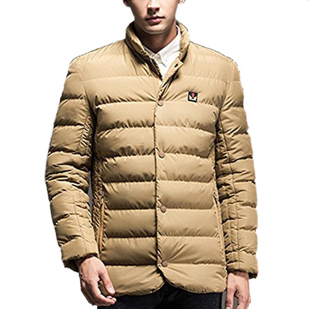 Uomo Solid Color Stand Collare Caldo Cappotto di Cotone