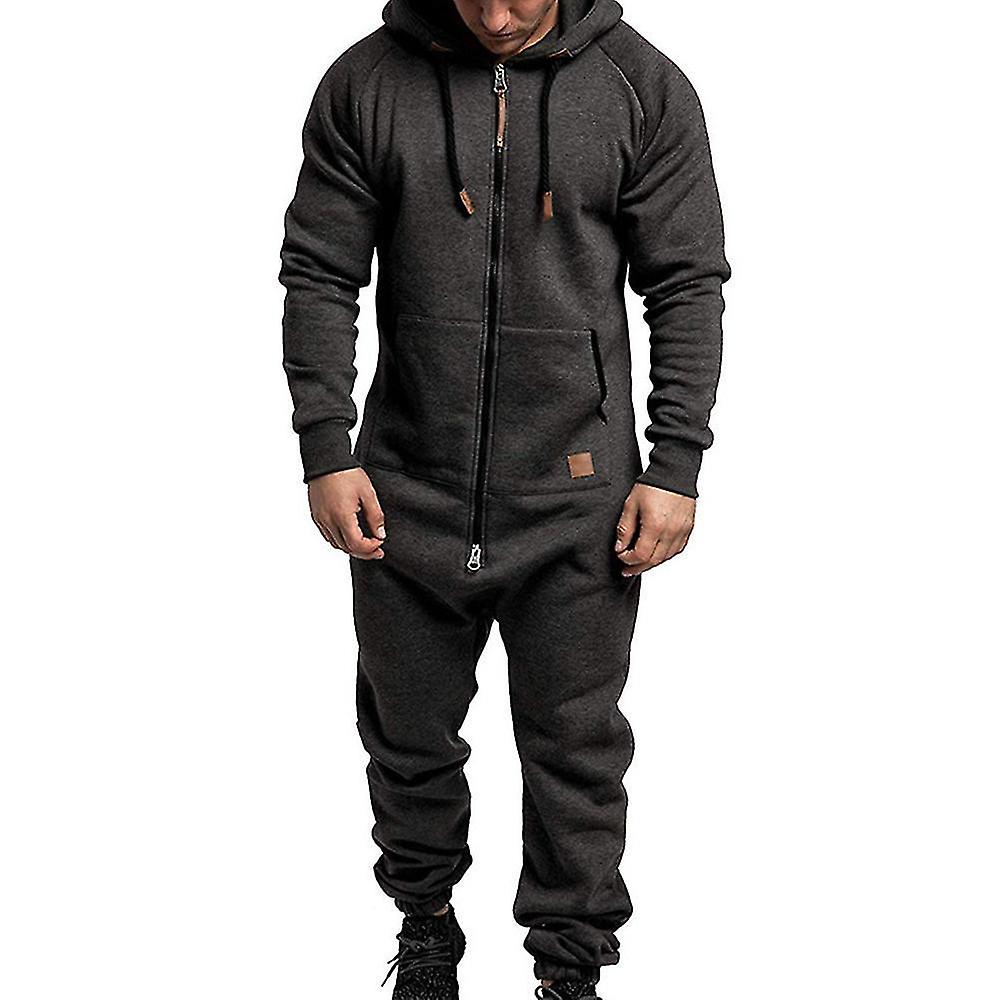 Uomo Tutina All In One Felpa Con Cappuccio Zip Tuta Invernale Casual Pagliaccetto Con Cappuccio Tuta Corta VRE