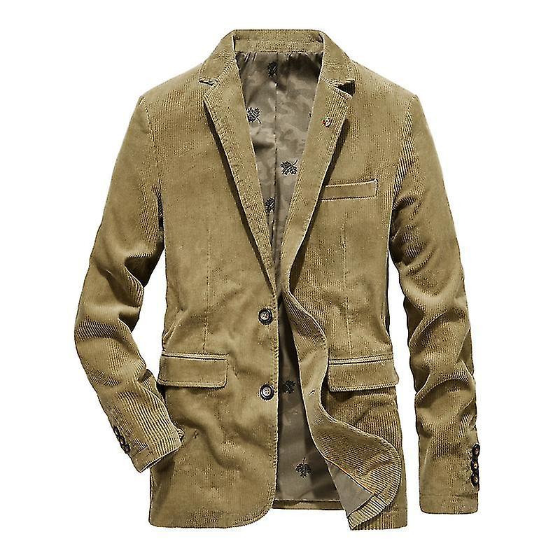 Uomo Vintage Casual Work Wear Corduroy Suit Blazer Jacket Sport Coat