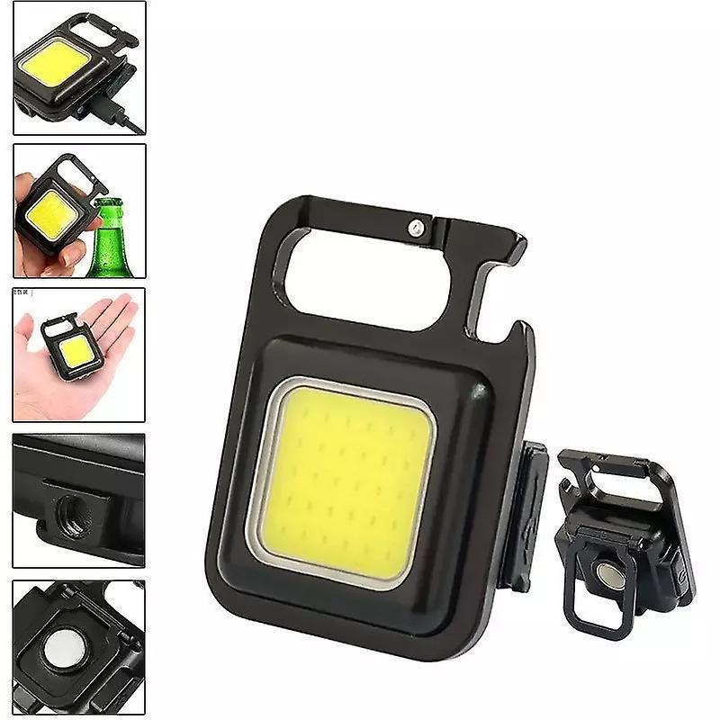 Usb Rechargeable Keychain Light Mini Bright Flashlight Cob Inspection Light Bottle Opener Outdoor Emergency Work Light