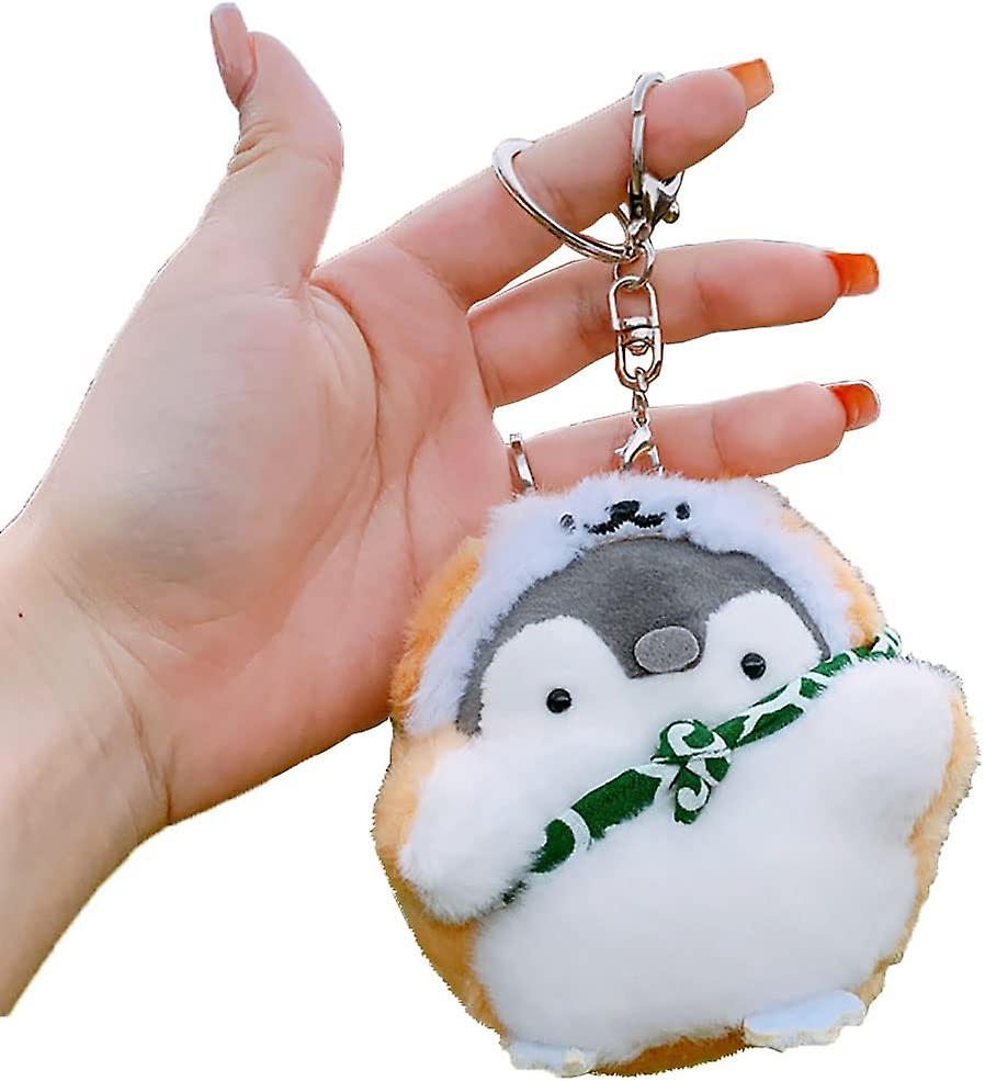 Valentine Plush Keychains Kawaii Keychain Small Stuffed Animals corgi Penguin cute Keychains For Backpacks kawaii Animals. (yellow-corgi Penguin)