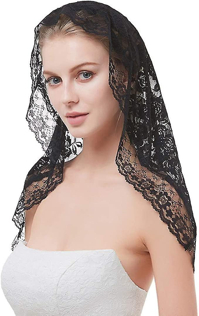 Velo di pizzo corto da sposa Cattedrale Veil Accessori per capelli Puntelli per fotografia Oggetti di scena (nero)