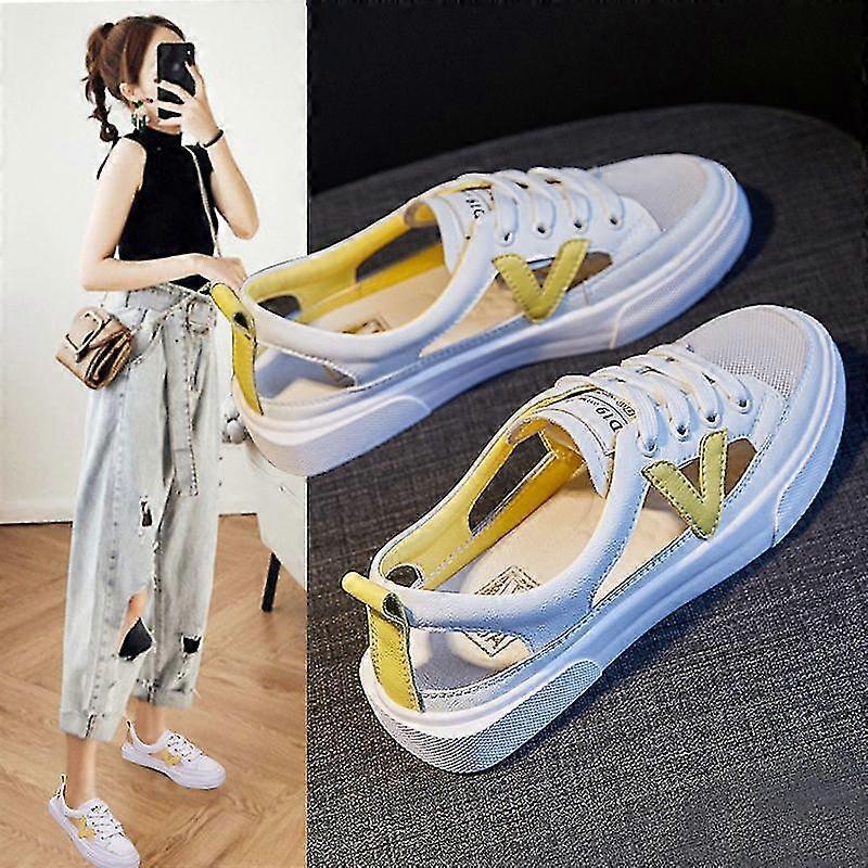 Vera Borsa In Pelle Morbida Testa Sandali Sportivi Abbigliamento Esterno Donna 2023 Nuova Estate New Student All-match Flat Casual White Shoes Donna