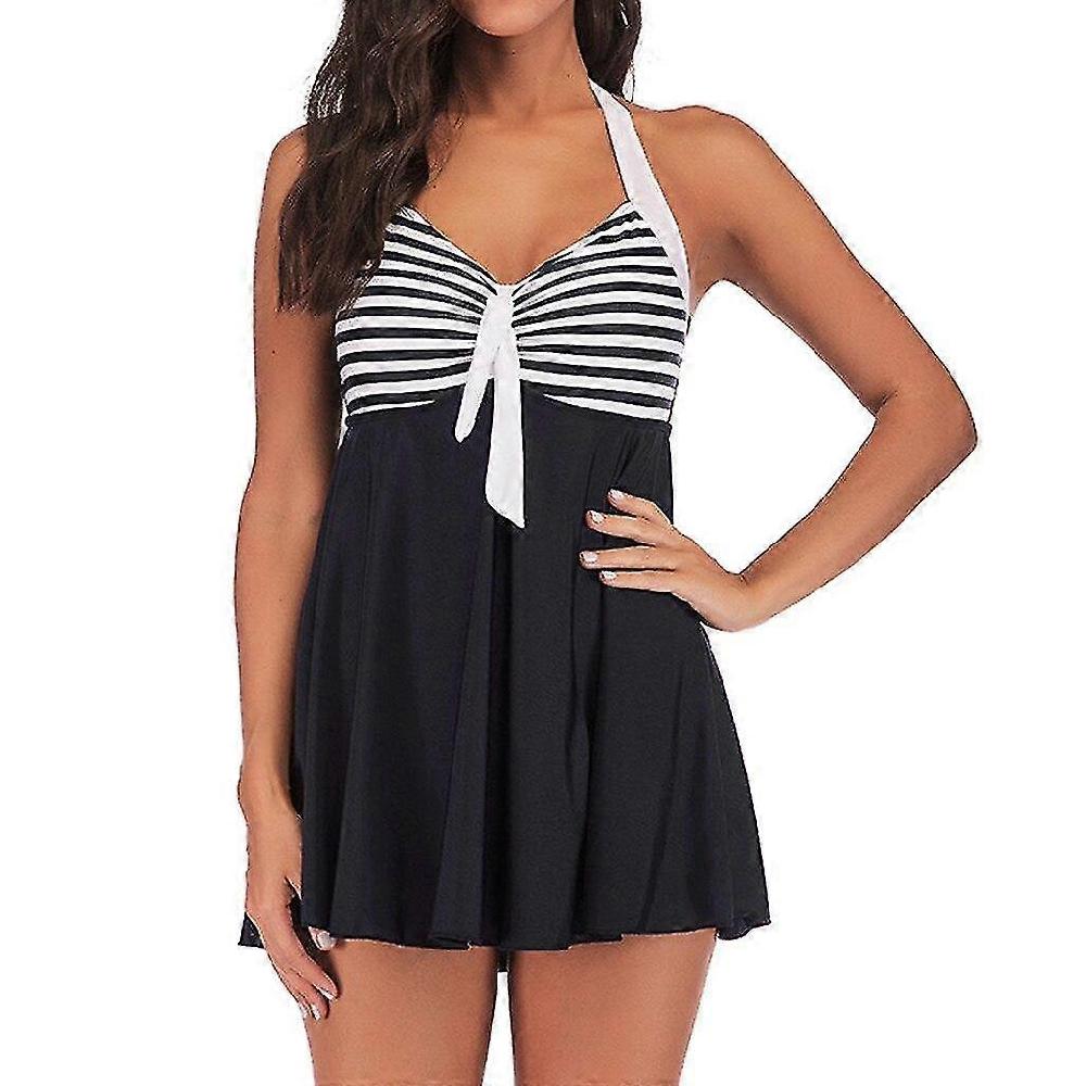 Vintage Bathing Suit Piece Swim Wear Dress Halter Tankini