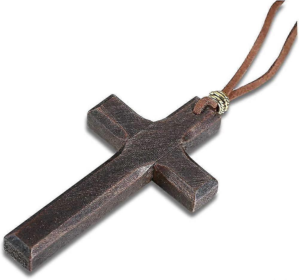 Vintage Simple Handmade Wood Cross Pendant Gift For Men Women
