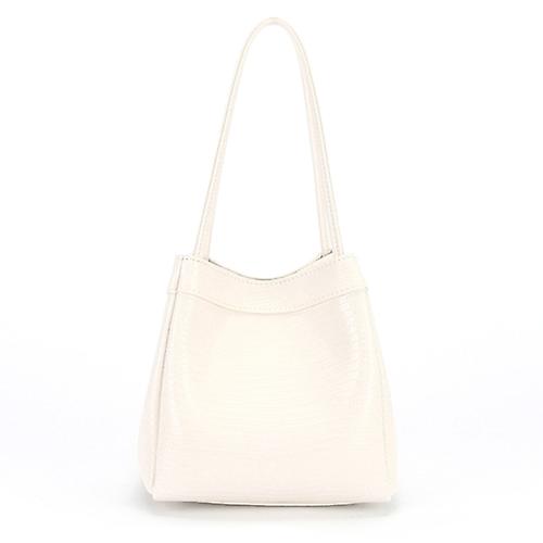 Vintage Small Square Bag Leather Simple Bucket Bag Fashion Lizard Tanker Shoulder Bag