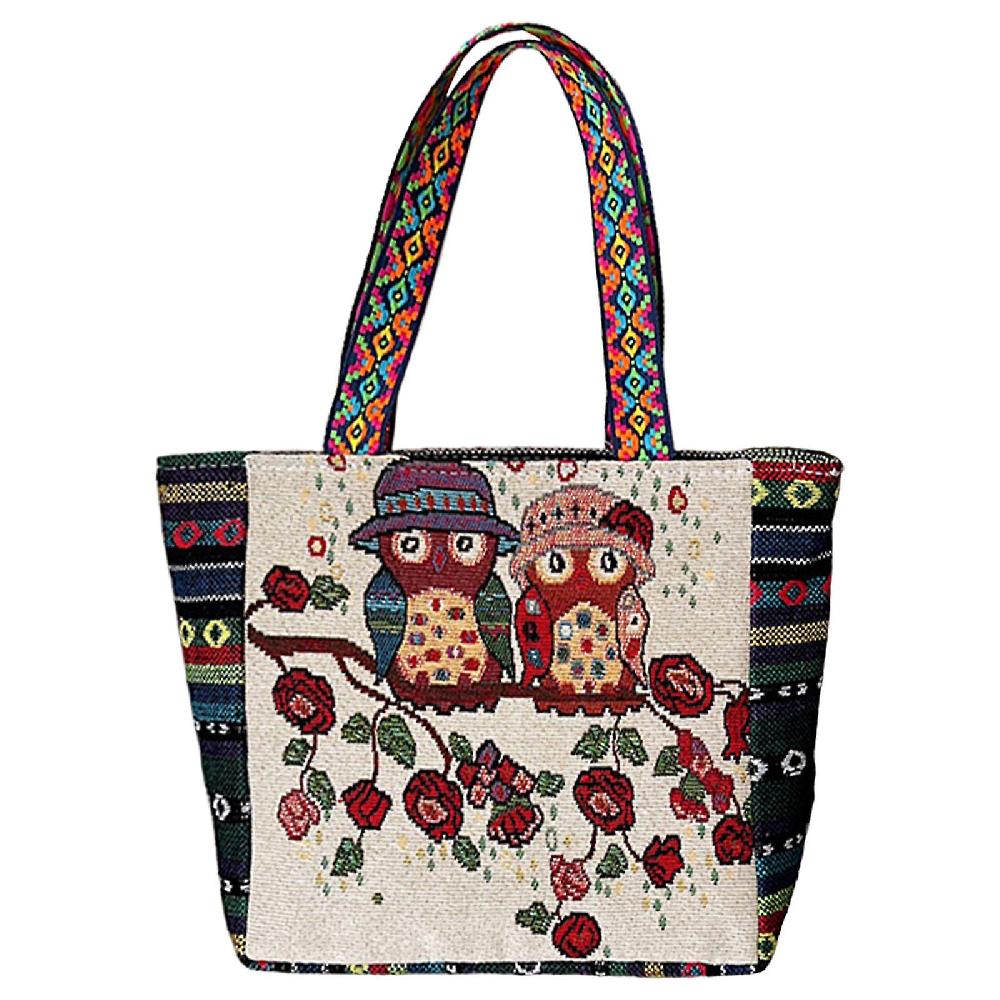 Vintage Style Ethnic Shoulder Bag Embroidery Canvas Handmade Travel Bag A