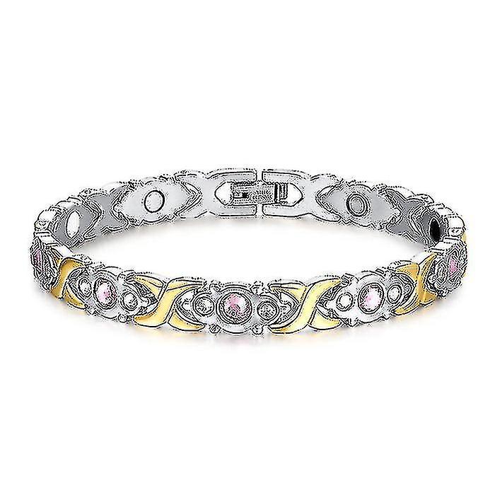 Vinterly Bracelet Women Chain Crystal Gold-color Stainless Steel Bracelet Women Cross Twisted Health Energy Bracelets for Women