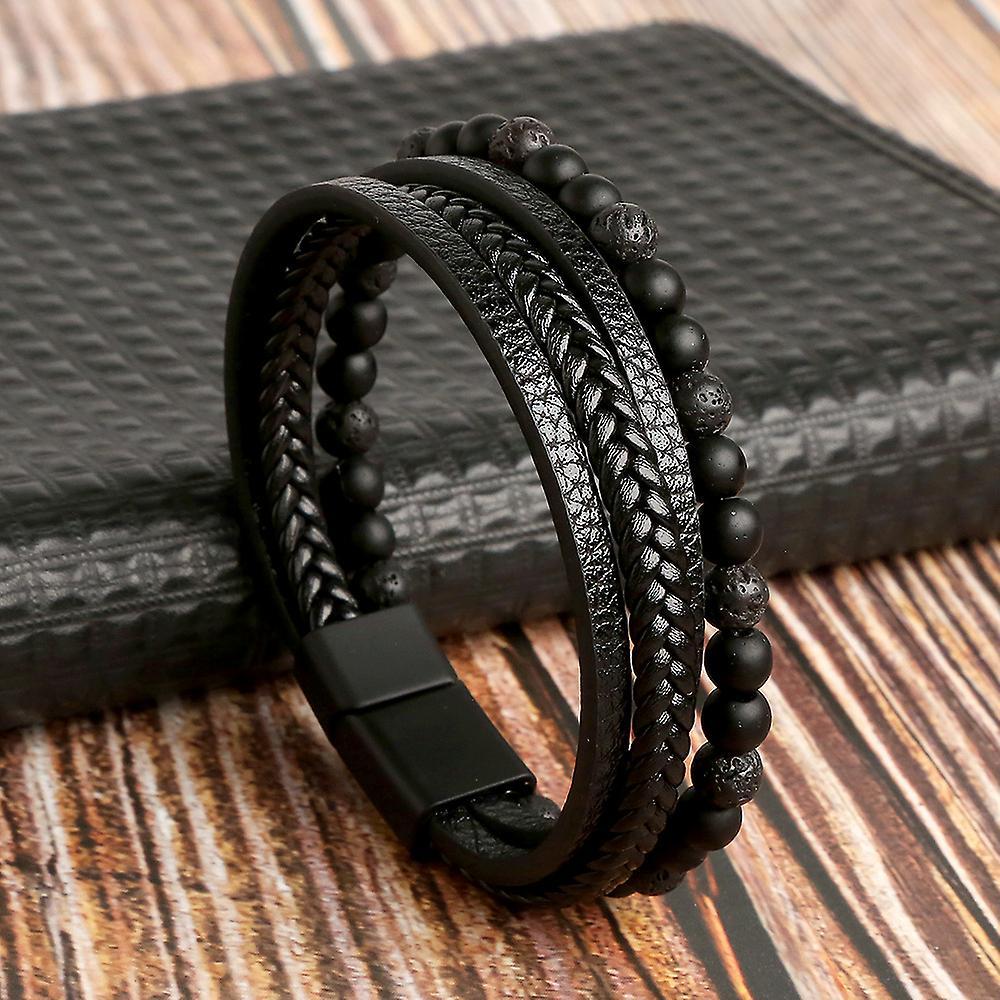 Volcanic Stone Bracelet For Men Lava Wooden Beads Bracelet Tibetan Buddha Wrist Chain Men Jewelry Gift New Bracelets For Men