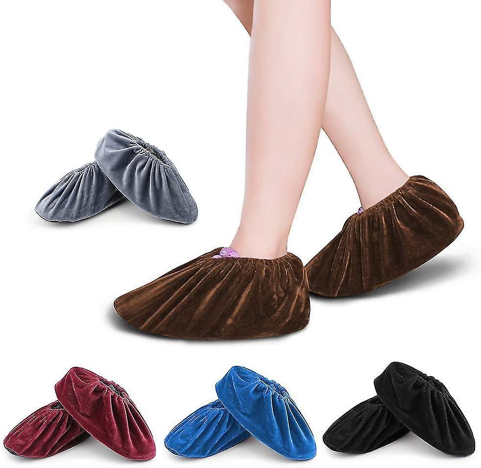 Washable Overshoes Reusable Shoe Covers 5 Pairs Flannel Overshoes Non