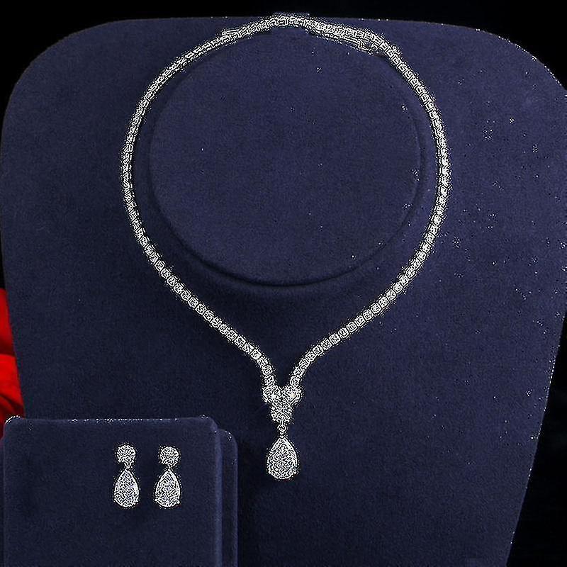 Water Drop Pendant Necklace And Earrings Jewelry