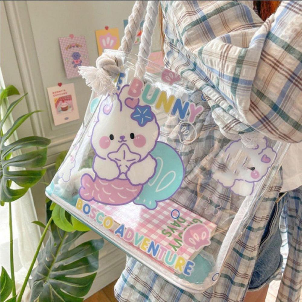 Waterproof Clear Handbag Large Capacity Cute Shoulder Bag for Women and Girls School Work