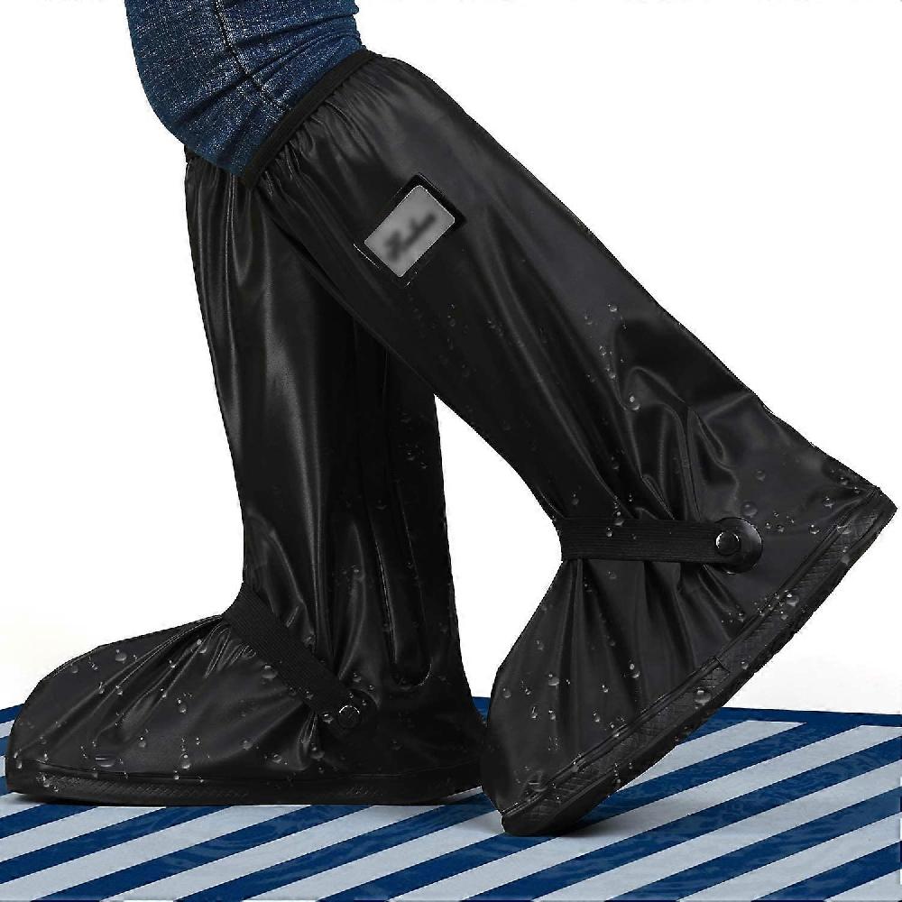 Waterproof Rain Boot Cover With Reflector Anti-Slip PVC Rain Boot Cover With Zipper - L