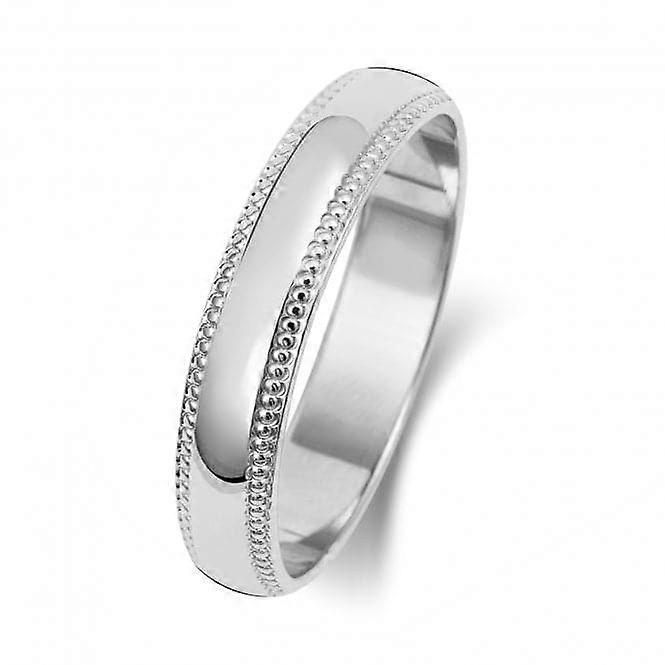 Wedding Band 9K D Shape Millgrain 4mm-1.75 Wedding Ring W184WH